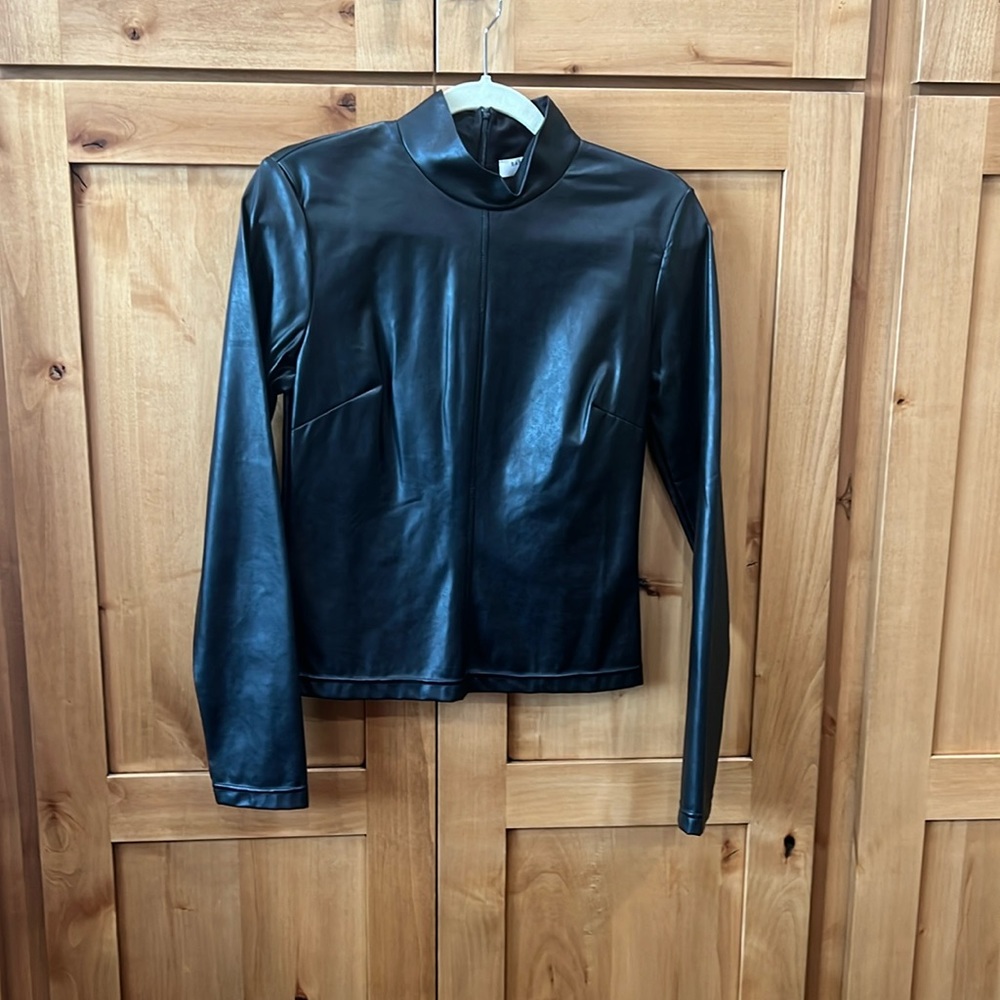 Faux leather mock turtleneck from Aritzia. Size 8